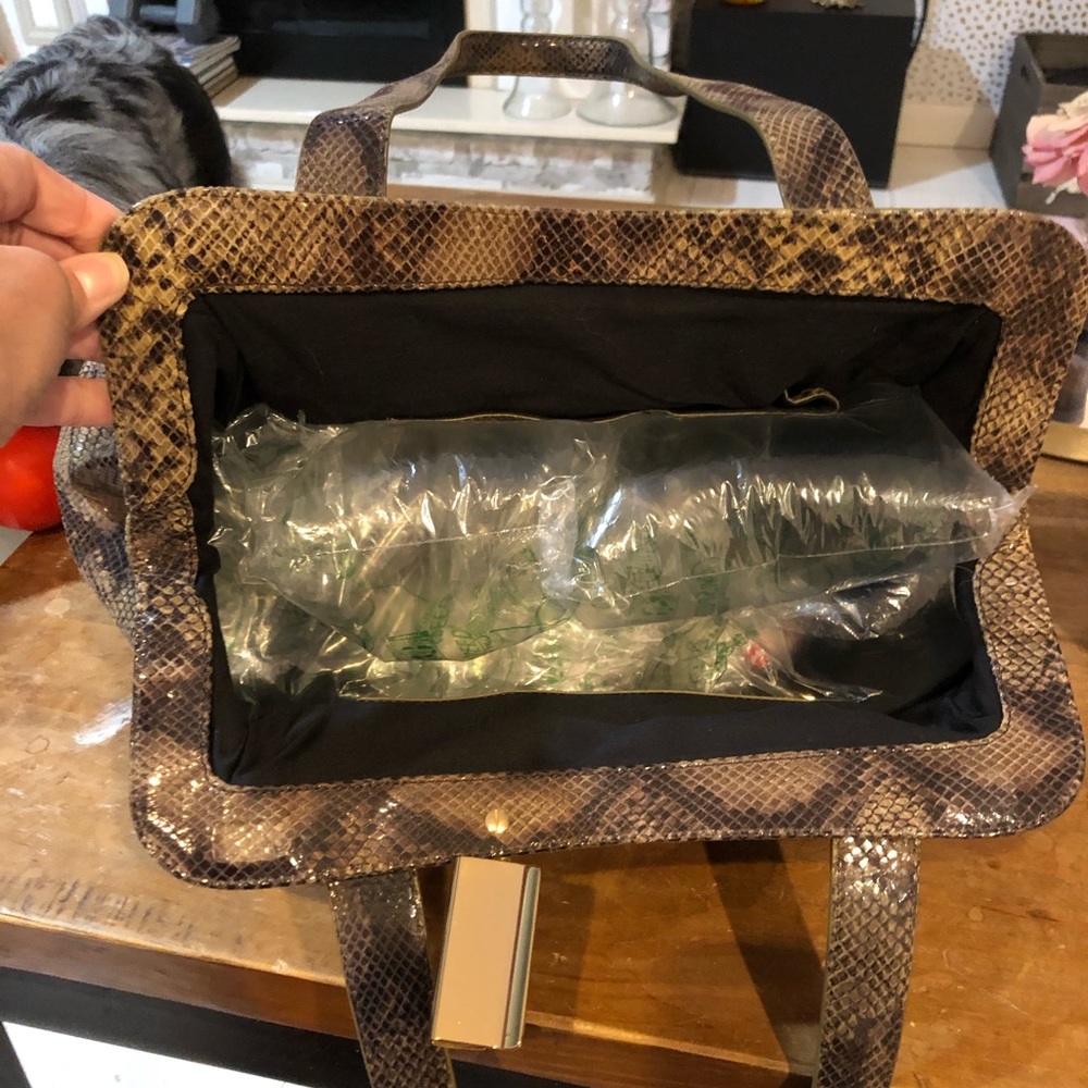 Perlina Python Embossed Leather Satchel - image 4